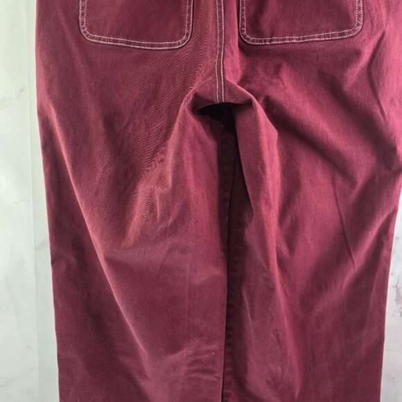 Modcloth Pants Womens 6 Red Wide Leg Crop High Rise Stitching Carpenter Jeans - Picture 7 of 12
